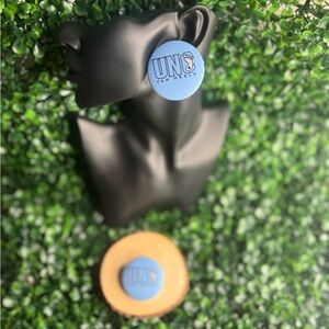 Blue Button Earrings